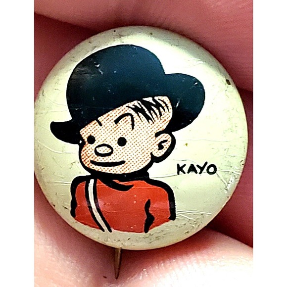 Vintage 1945 Kellogg's Cereal PEP Kayo Comic Strip Pinback Button Premium - Picture 4 of 4